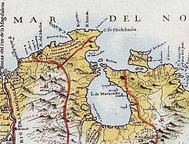 Figure 11. Detail of the Guajira Peninsula in Aparicio Morata and Moreno y Escandón, Plan geográfico del virreinato de Santa Fe de Bogotá.