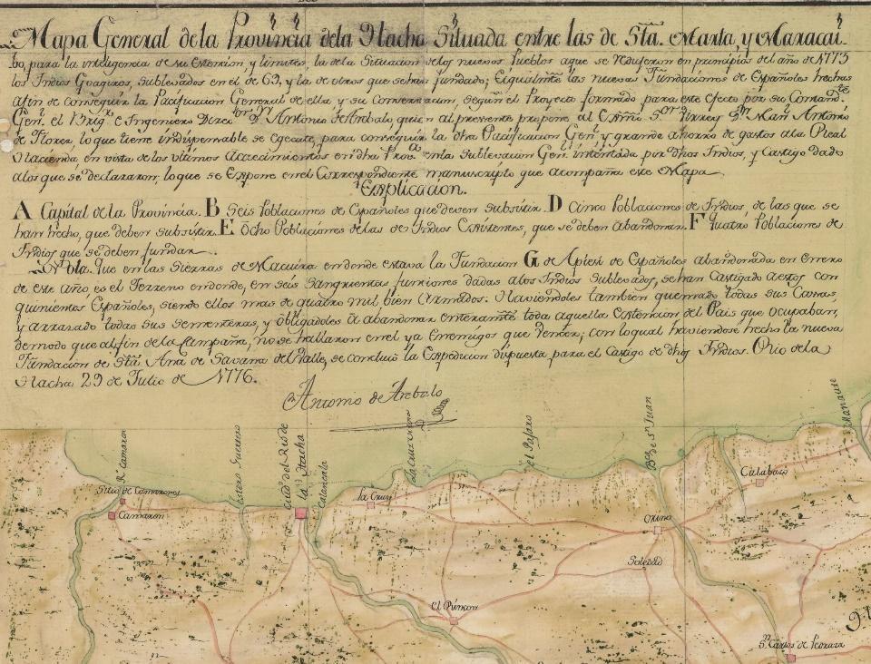 Figure 17. Explanatory text in Arévalo, Mapa general de la Provincia de la Hacha.