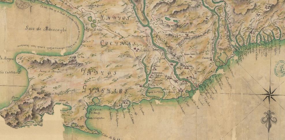 Figure 19. Detail of the Guajira Peninsula in Arévalo, Mapa de la costa de la Provincia de Santa Marta con las bahías.