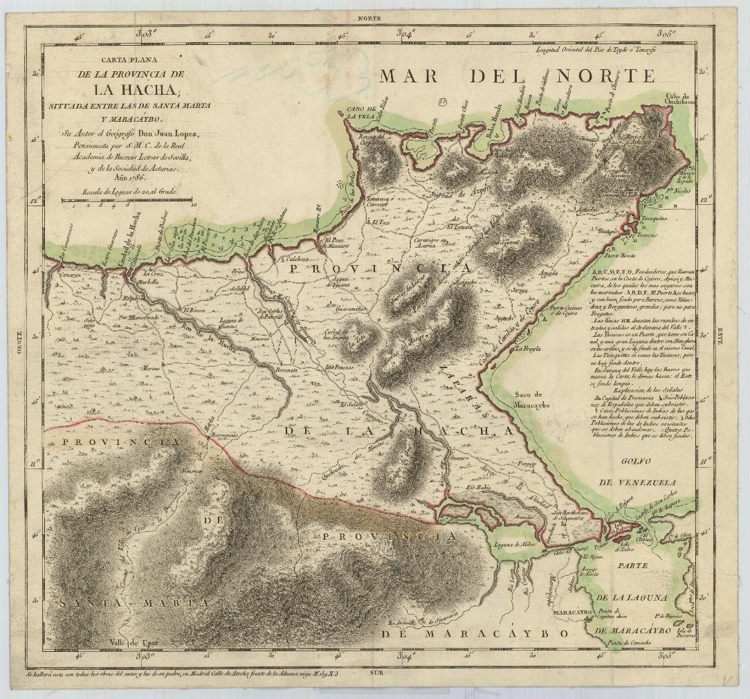 Figure 20. Juan López, Carta plana de la Provincia de la Hacha situada entre las de Santa Marta y Maracaybo (1786). Read more