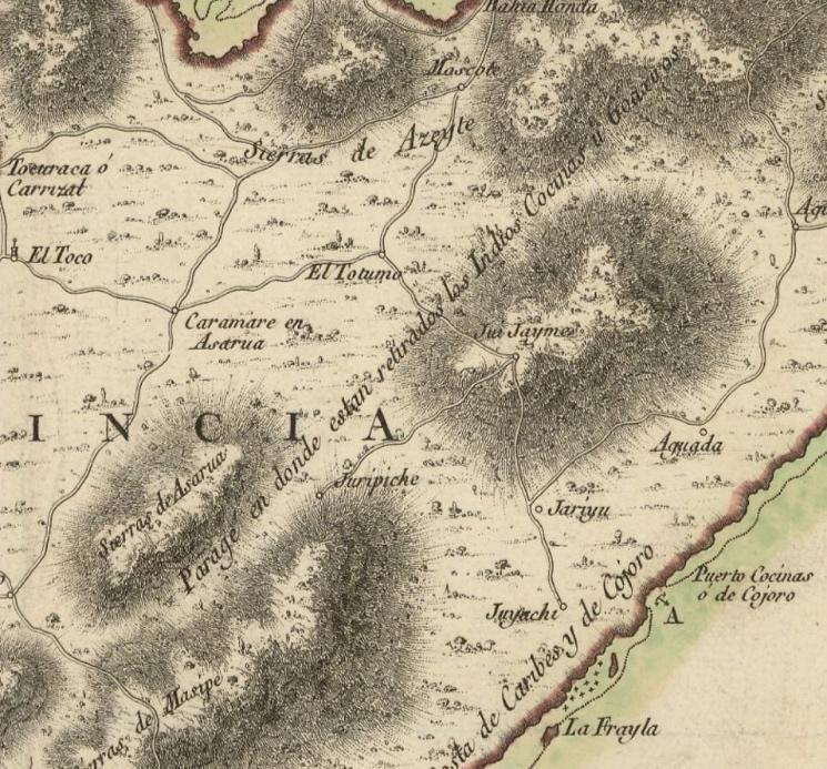 Figure 21. Detail of the Guajira Peninsula in López, Carta plana de la Provincia de la Hacha situada entre las de Santa Marta y Maracaybo.