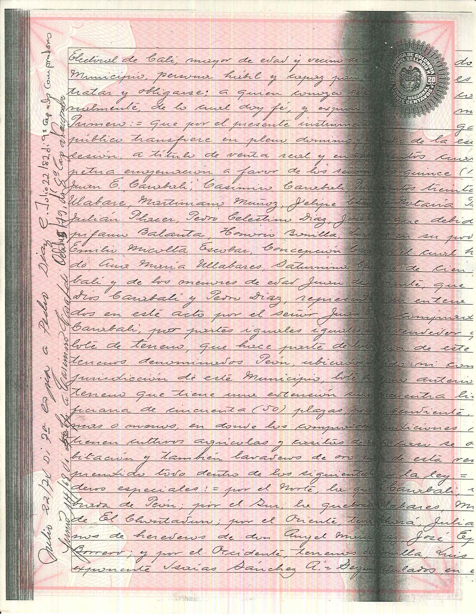 Ilustración 2. Página 2, Escritura pública 526 del 9 de junio de 1939. Fuente: Notaría tercera de Cali, Colombia.