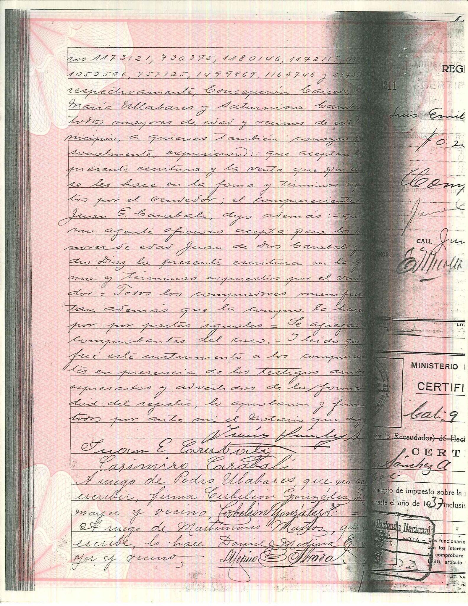 Ilustración 4. Página 4, Escritura pública 526 del 9 de junio de 1939. Notaría tercera de Cali, Colombia.